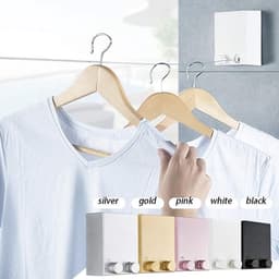 Uitschuifbare Waslijn - Intrekbare Waslijn Droogtouw - Kleding Drogen - Roestvrijstalen Trommel - Vrije Maat - Zilver — thumbnail 3