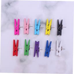 Housoutil 50Pcs Kleurrijke Houten Clip Pushpins Decoratieve Punaises Voor Kurk Boards Notes Ambachten Voor Huizen Kantoren Klaslokalen Gebruiksvriendelijk Ontwerp — thumbnail 4