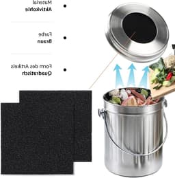 24 Stuks Rectangulaire Compostbin Filters van 12x12cm, 1cm Dikke Actieve Koolstof Geurfilter, Vervangingsfilters voor Keukencompostbakken, Zwart en Duurzaam — thumbnail 2