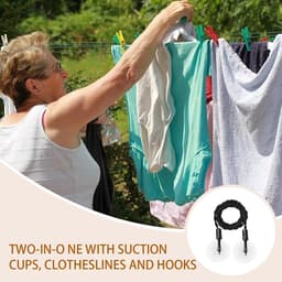 Reis Waslijn - Draagbare Droger - Kleding Drogen - Zuignap Haak - 1.5 Meter - Zwart — thumbnail 2