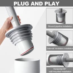 2 Stuks - Wasmachine geurdichte afdekking - Afvoerplug wasmachine - 45-50 mm - Anti-geur wasmachine stop - Afvoerplug afdekking vloer - Universele afvoerset voor Wasmachine - Slangafdichtingsafdekking - Lekvrije Aansluiting, Inclusief Stofkapjes — thumbnail 5
