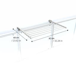 Allecto - Balkon droogrek - Opklapbaar en duurzaam - Wit - Kleding droogrek - Perfect voor terras en balkon - Roestvrij staal en aluminium — thumbnail 3