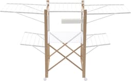 Ruimtebesparend Droogrek 30 m - Vleugelwasrek voor Kleding, Handdoeken en Wasgoed - Wit Metalen Drooglijn — thumbnail 2