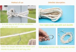 Waslijn Kleding Touw - Drooglijn Buiten - Reizen & Thuis - Verstelbaar Winddicht - 10 Meter - Wit — thumbnail 2