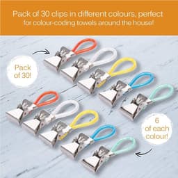 30x Handdoekclips Rood Wit Blauw Geel Groen - Multifunctionele Klemmen voor Keuken en Kleding — thumbnail 2