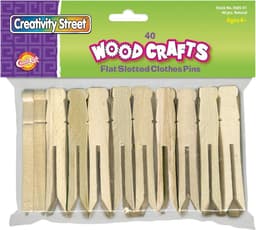 Houten Wasknijpers Plat Naturel - Set van 40 Stuks — thumbnail 1