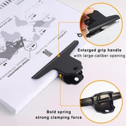 Grote Zwarte Metalen Bulldog Clips (75mm) - 12 Stuks Sterke Binderclips voor Papier en Documenten — thumbnail 5