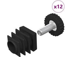 vidaXL - Meubelvoetjes - Verstelbaar - 12 - pcs - Zwart - M6 - PP — afbeelding 1