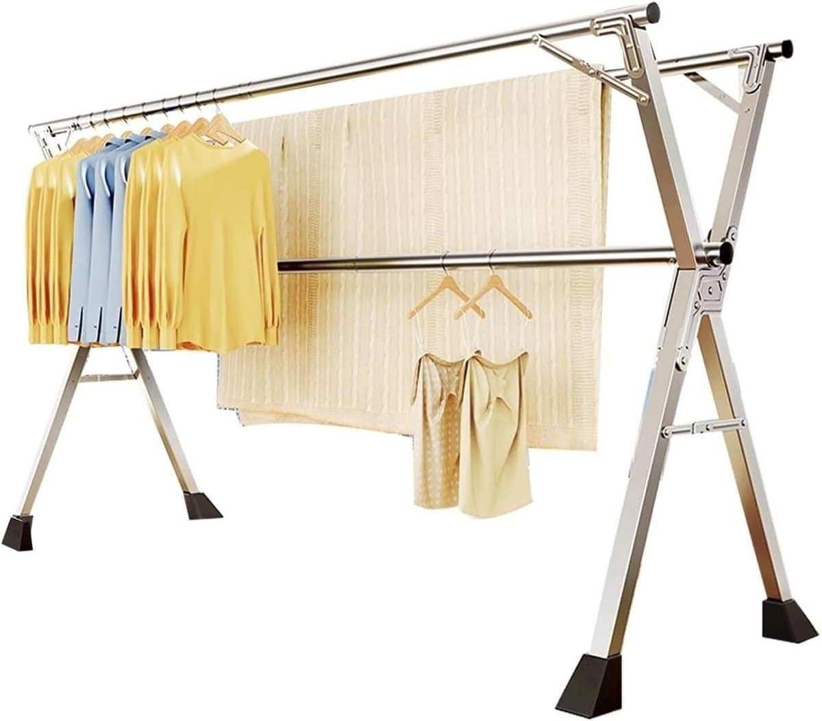 Droogrek Staand - Wasdroger Rek - Kleding Drogen - Opvouwbaar Roestvrij Staal - 200cm Hoog — afbeelding 1