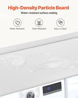 Wasmachine Werkblad - Droger Bovenblad - Ruimte Besparen - Waterbestendig Hout - 137 x 70 cm - Wit — thumbnail 4