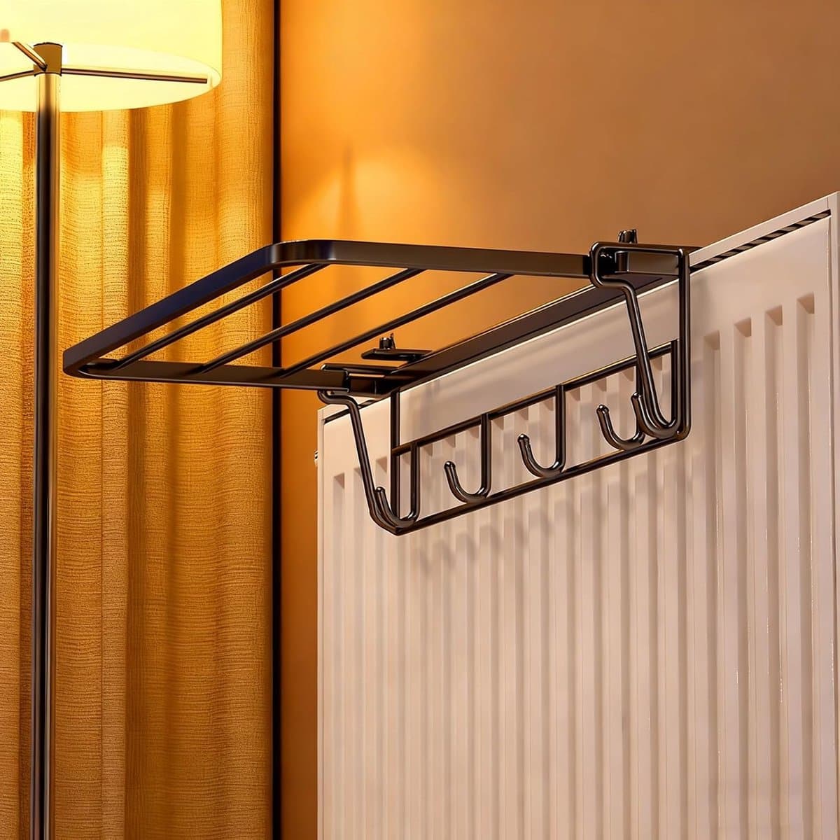 Radiator droogrek - Kledinghanger balkon - Ruimte besparen - Boren niet nodig - Verstelbaar — afbeelding 1