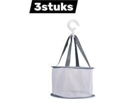 3 stuks - Droognet voor schoonheidsverzorging - Droogmand voor kleding - Mini netdroogmand - Hangende droogmand voor kleding - Opvouwbaar droognet voor stoffen - Grijs