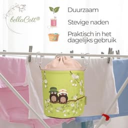 Draagbare Wasknijperzak Uil Design - Katoenen Opbergzak voor Huishouden en Tuin — thumbnail 4