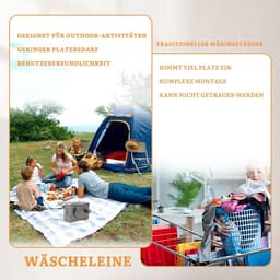 Uitbreidbare wandgemonteerde kledinglijn - roestvrij staal - uittrekbare waslijn - verstelbare spanningknop voor extra ondersteuning - anti-ag ontwerp - retractabele waslijn (enkel touw) — thumbnail 5