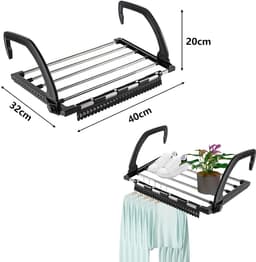 EXCITAT Droogrek geschikt voor kleding - balkon droogrek - radiator droger - opvouwbaar hangdroogrek - Geschikt voor kleding en sokken — thumbnail 2