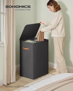 SONGMICS Wasmand met twee compartimenten - 170 liter - hoogte 75 cm - uitneembare binnenzakken - LCB813B01 — thumbnail 4