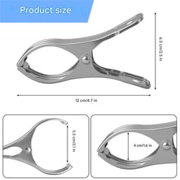 Set van 12 RVS Kleding- en Multifunctionele Klemmen, Sterke Veerklemmen 12 cm voor Tapijten, Dekens, Handdoeken, Canvas en Buitengebruik — thumbnail 4