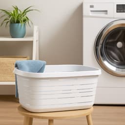 M-Home - Signature Wasmandenset – 2 stuks – 48L + 55L – Kunststof – Heupwasmand – Wasmand met Deksel – Wit — thumbnail 2