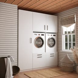 Wasophoogte® Wasmachine Kast Stockholm - Wasmachine verhoger - Wasmachine ombouw - 700(D)*1930(B)*2350(H) mm - Wit — thumbnail 2