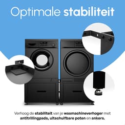 Bodo® - Wasmachine Verhoger - Dubbel - Kast - Ombouw met Lade - Zwart - 124x58x44-48cm — thumbnail 4