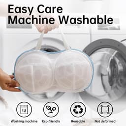 3 stuks - 20*34 cm - BH-waszakje - waszak - met kunststof steun - waszak van netstof - herbruikbare - ondergoed wasnet voor dames - BH-beschermer voor wasmachine - met rits - voor wasmachine - huishoudelijke artikelen - kledingbescherming - blauw — thumbnail 4