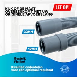 Fixem Aansluitset 1.5 Meter Toevoerslang met Waterslot en Afvoerslang 19x22 mm Geschikt voor Wasmachine en Vaatwasser met 3/4 Wartelaansluiting Aanvoerslang — thumbnail 4