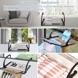 Balkonwasdroger, roestvrij staal, 50 cm, balkondroger, inklapbaar, hangdroger, wasrek, wanddroger, radiator, zwart, hangwasdroger, washanger, balkon, droger voor binnen en buiten — thumbnail 5