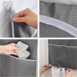 Hangende waszak, waszak, camping, waszak, deur, waszak met 2 extra roestvrijstalen deurhaken, wasmand, wordt in slaapkamerkasten, deuren muren (2 stuks) — thumbnail 2