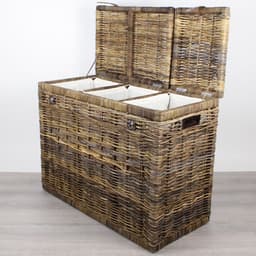 MigoStyling - Wasmand - 3 vakken - Brown - Met deksel - 85 x 40 x H65 - Riet - Rotan - Duurzaam — thumbnail 5