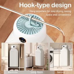 Draagbare Elektrische Droger Mini Opvouwbare Warmtepomp met UV Sterilisator 8 Uur Timer 360° Hetelucht Verstelbaar Grote Capaciteit Stil Energieklasse Reis Camper Thuis Slaapkamer — thumbnail 5