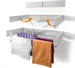 Uittrekbaar Wasrek – 120 cm – Wandmontage – Wit – 7.14 m Drooglengte — thumbnail 2