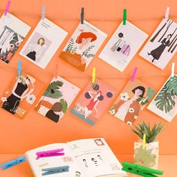 Kleurige houten wasknijpers 50 stuks, 7,2 cm, perfect voor foto's en knutselen — thumbnail 3