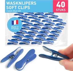 Wasknijpers Soft Clips - 40 stuks in klassiek blauw-wit — thumbnail 1
