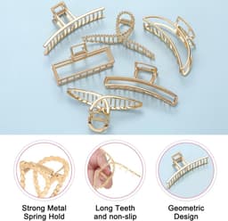 6x Grote Metalen Haar Klemmen - 10cm Antislip Haaraccessoires voor Dik en Dun Haar — thumbnail 4