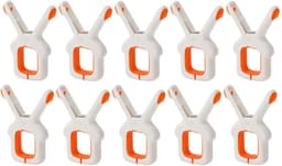 10-stuks Strandhanddoekclips - Wasknijperclips - Diefstalbestendige wasknijperclips - Ligstoelclips - Windbestendig - Geschikt voor binnen- en buitengebruik - Geschikt voor het drogen van handdoeken, kleding en beddengoed - Wit, oranje — thumbnail 1