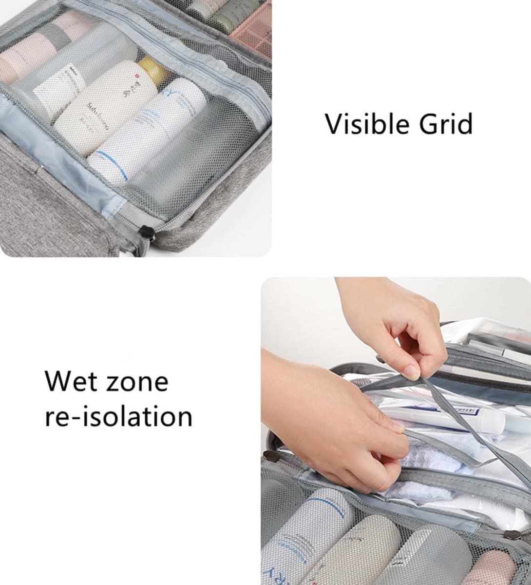 Waterdichte Hangende Toilet-/Make-up Tas voor Reizen - Opvouwbare Cosmetica Organizer — afbeelding 1