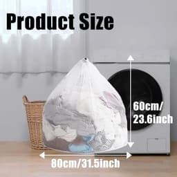 2 Pack Waszakken voor Wasmachine - Grote Mesh Waszakken met Trekoog - 60 x 80cm Extra Grote Waszakken voor Dekbedovertrek - Grote Kleding (Wit) — thumbnail 4