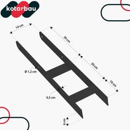KOTARBAU® H Instortanker - Paalhouder in Beton Storten 140 x 600 mm Betonanker voor Houten Palen - Paaldrager Beton - Kolomvoet Beton - Gepoedercoat Staal — thumbnail 3