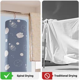 Spiraal droogrek voor kleding - Droogrek voor lakens - Ophangbaar droogrek voor kleding - Diameter 41,8 cm - Totale spiraallengte 2,2 m - Opvouwbaar - Geschikt voor het drogen van dekbedden, lakens en gordijnen - zilver — thumbnail 5