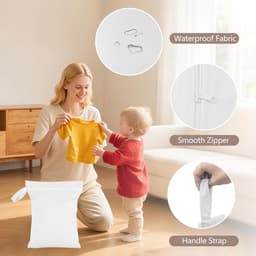 2 Pack Wasbare Luiertassen - 40 x 30 cm - Waterdichte Baby Badmode - Herbruikbare Tassen voor Vuil Wasgoed - Reis Zip Waterdichte Tas voor Baby's - Strand Reis - Handtas Organizer — thumbnail 5