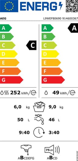 AEG L9WEF80690 | Wasdroogcombinatie | 9 kg | Duits Display | 9000 serie — thumbnail 2