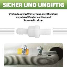 Terugslagklep voor Afvoerslangen - 10 mm Diameter, Geschikt voor Wasmachines en Drogers — thumbnail 5