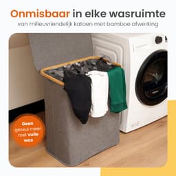 Goliving Wassorteerder 3 Vakken - 150L - Opvouwbare Wasmand Met Deksel - 3 Uitneembare Zakken Met Kleurlabels - 57 x 37 x 66 cm - Grijs — thumbnail 4