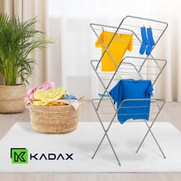 KADAX Verticale staande droger, inklapbaar luchtstroomdroogrek, drooglengte met 15 m totaal droogoppervlak, compact droogrek (grijs) — thumbnail 5