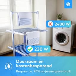 Elektrische Droogtoren | Inklapbaar Verwarmd Droogrek met 20 Verwarmde stangen & 4 Lagen | Wasrek Opvouwbaar voor Binnengebruik | 73x70x147 CM | Grijs — thumbnail 4