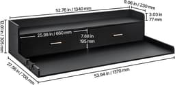 Wasdrogerwerkblad met 2 Laden, 54 x 27 inch, Zwart hout, Met Plank met 2 Niveaus, Antislipmatten en Waterdichte Wasmat — thumbnail 3