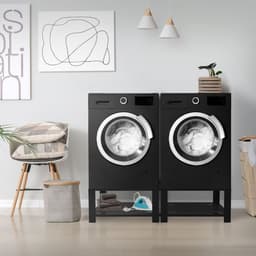 Wasmachine verhoger, Wasmachine Onderstel Dubbele 63x54x32 cm met legplank in zwart ML design — thumbnail 4