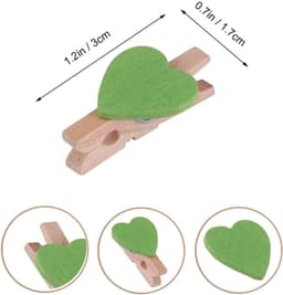 Houten Hart Wasknijpers - Fotoclips Mini - Decoratie Ophangen - Milieuvriendelijk Houtmateriaal - 3 cm - Groen — thumbnail 5