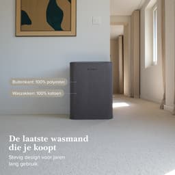 Jubbly® - Wasmand - Wassorteerder - Wasmand met Deksel - Wasmand 2 vakken - Wasmand opvouwbaar - Wasbox - 50 Liter - Grijs - The Splitsmart — thumbnail 2