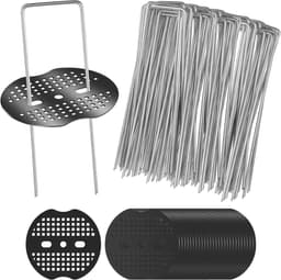 SnelShoppen - 50 Stuks U Vormige Grondpinnen voor Onkruiddoek, 150x40mm Gegalvaniseerde Grondankers RVS voor Tuin, Kamperen, Kunstgras, met 50 Moeren — thumbnail 1